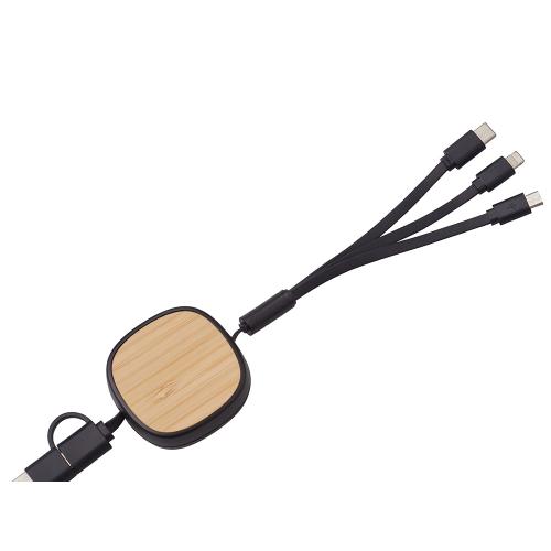 Универсальный кабель с ретрактором 3-в-1 Retrax; - купить подарки с логотипом в Воронеже