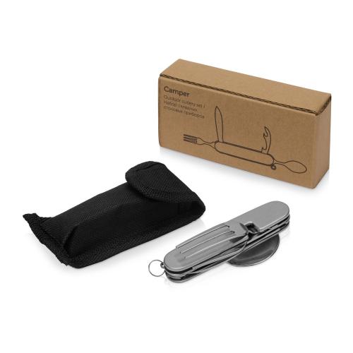 Приборы Camper 4 в 1 в чехле: вилка, ложка, нож; - купить именные сувениры в Воронеже
