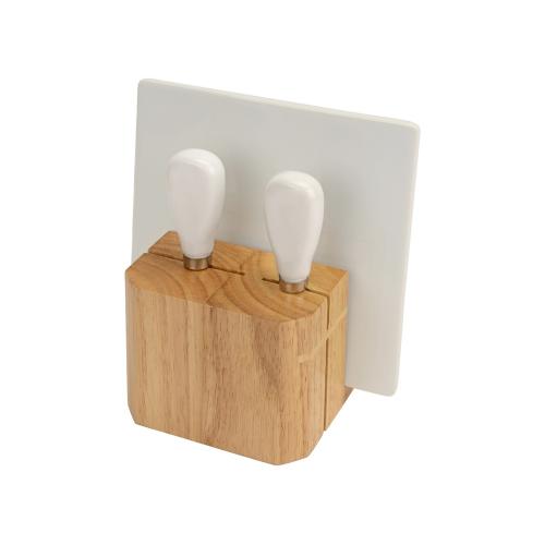 Набор для сыра Cheese Break: 2  ножа керамических на  деревянной подставке; - купить необычные подарки в Воронеже