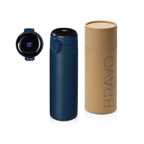 Вакуумная термокружка Waterline с медной изоляцией Bravo, 400 мл, тубус, темно-синий