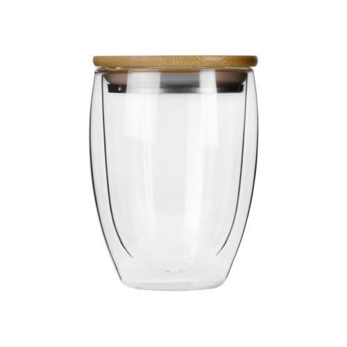Стакан Valday с двойными стекнами и бамбуковой крышкой; - купить необычные сувениры в Воронеже