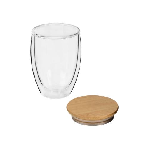 Стакан Valday с двойными стекнами и бамбуковой крышкой; - купить необычные подарки в Воронеже