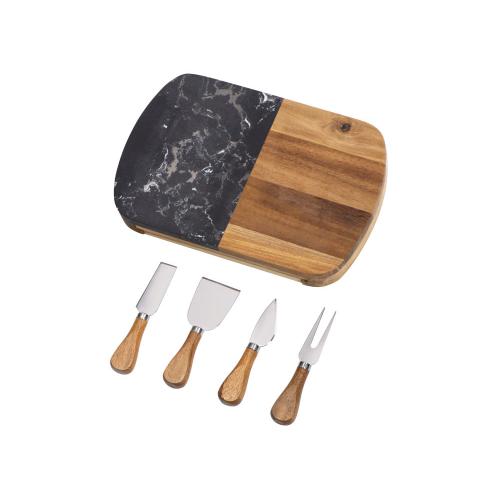 Набор для сыра в подарочной коробке из акации и мрамора Date; - купить необычные сувениры в Воронеже