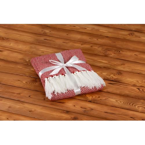 Плед акриловый Tassel с белой бахромой; - купить подарки с логотипом в Воронеже