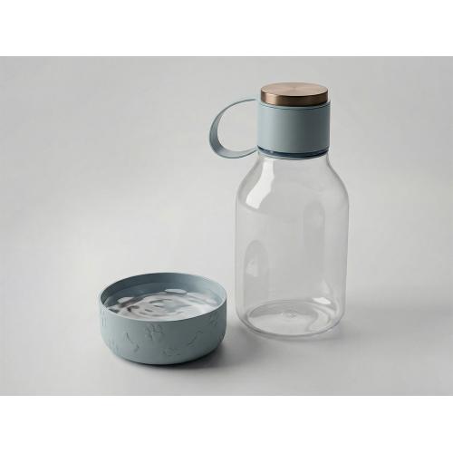 Бутылка для воды 2-в-1 Dog Bowl Bottle со съемной миской для питомцев, 1500 мл, голубой