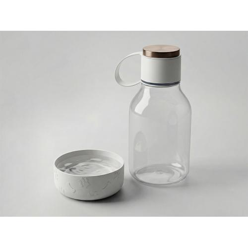 Бутылка для воды 2-в-1 Dog Bowl Bottle со съемной миской для питомцев, 1500 мл, белый