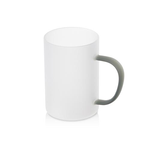 Стеклянная матовая кружка Акцент с цветной ручкой для сублимации, черный