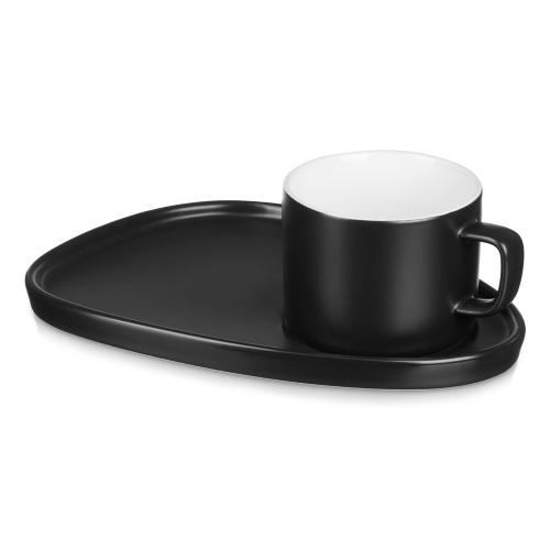 Чайная пара Brighton : блюдце овальное, чашка, коробка, черный