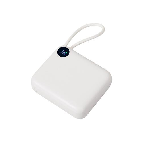 Внешний аккумулятор со встроенным кабелем Liri, QC/PD, 10000 мАч, теплый белый