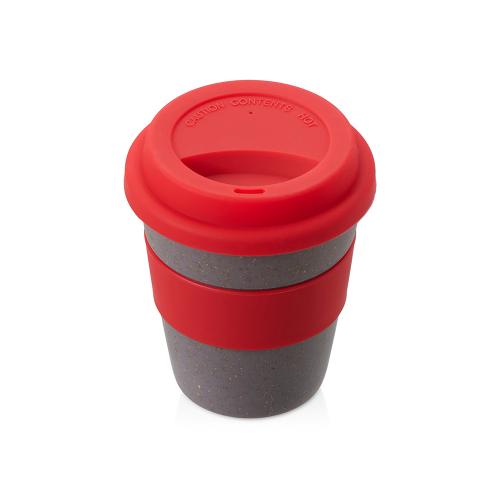 Стакан с силиконовой крышкой Cafe, красный