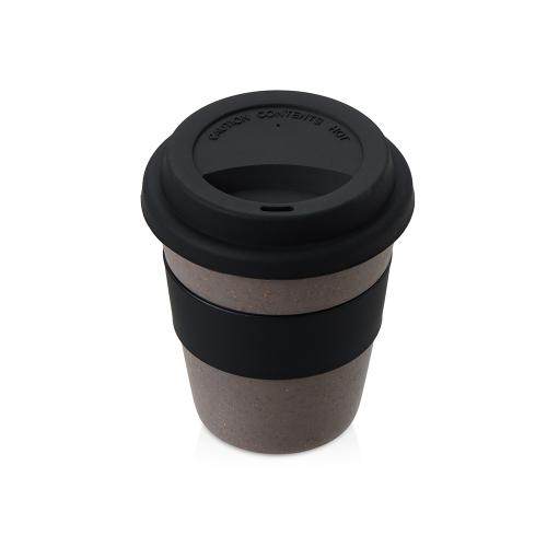 Стакан с силиконовой крышкой Cafe, черный