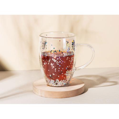 Кружка с двойными стенками с блестками, 360 мл; - купить подарки с логотипом в Воронеже