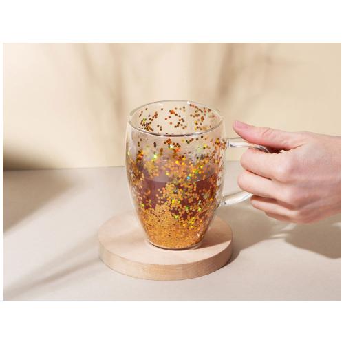 Кружка с двойными стенками с блестками, 360 мл; - купить подарки с логотипом в Воронеже