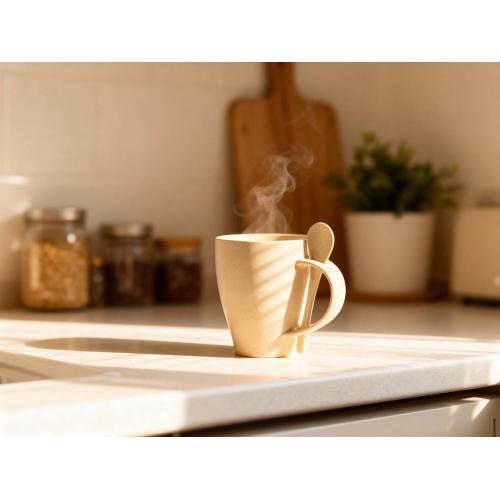 Пшеничная кружка Nina с ложкой, 300ml; - купить подарки с логотипом в Воронеже