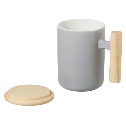 Кружка с ручкой и крышкой из каучукового дерева Jeny; - купить необычные подарки в Воронеже