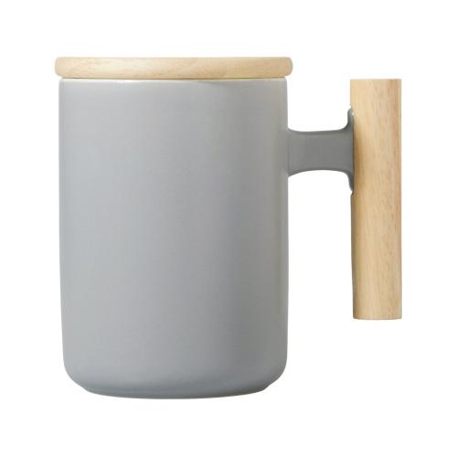 Кружка с ручкой и крышкой из каучукового дерева Jeny; - купить необычные сувениры в Воронеже