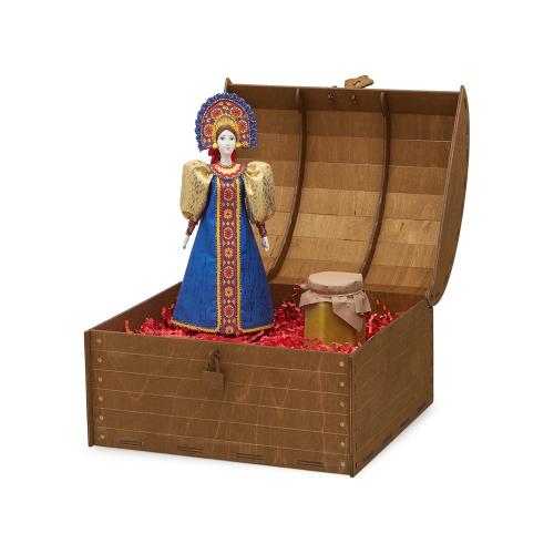 Подарочный набор: кукла фарфоровая, крем-мед, синий