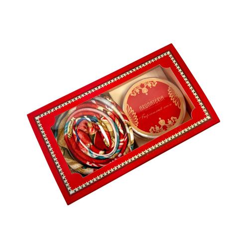 Набор: платок Кремль – Москва и свеча Бархатный пион; - купить необычные подарки в Воронеже