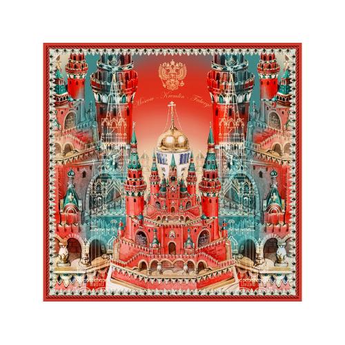 Набор: платок Кремль – Москва и свеча Бархатный пион; - купить именные сувениры в Воронеже