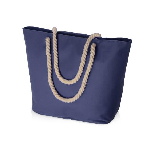 Сумка Seaside для шопинга и пляжа с широким дном, темно-сиий