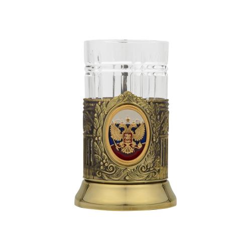 Подстаканник с хрустальным стаканом и ложкой РОССИЙСКИЙ-Л; - купить необычные сувениры в Воронеже