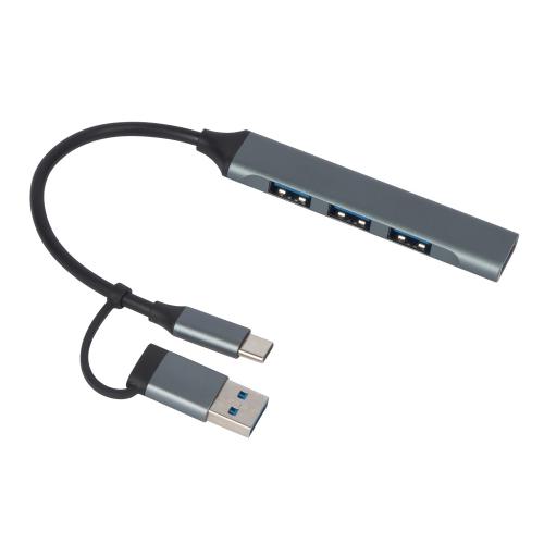 USB-хаб Link с коннектором 2-в-1 USB-C и USB-A, 2.0/3.0; - купить бизнесс-сувениры в Воронеже