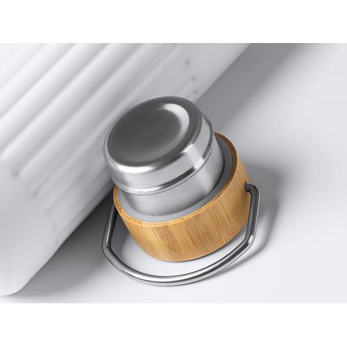 Термобутылка Нобук из переработанной нержавеющей стали, с бамбуковой крышкой; - купить необычные сувениры в Воронеже