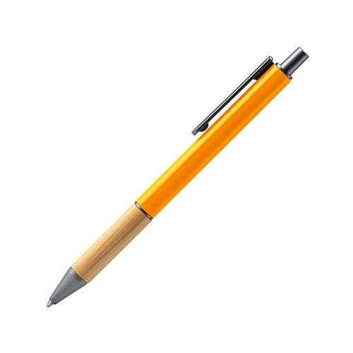 Ручка шариковая PENTA металлическая с бамбуковой вставкой, оранжевый