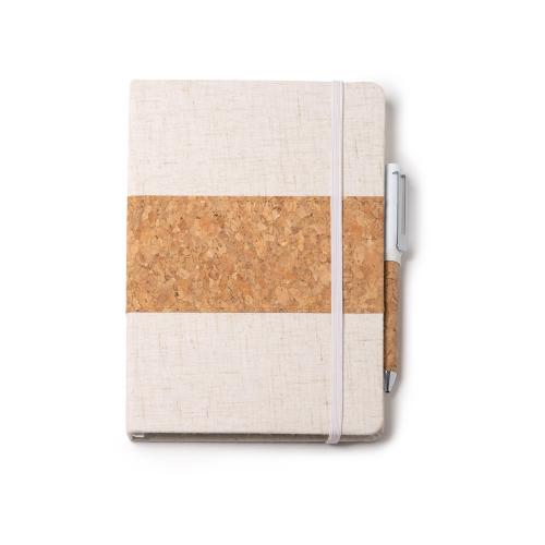 Набор блокнот с ручкой из пробки и хлопка Beret; - купить необычные сувениры в Воронеже