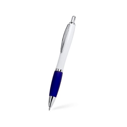Ручка пластиковая шариковая CARREL с антибактериальным покрытием, белый/королевский синий