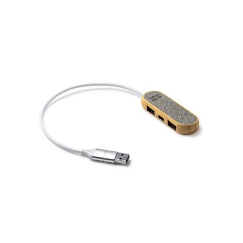 USB-хаб BADOC с корпусом из бамбука и ткани RPET; - купить бизнесс-сувениры в Воронеже