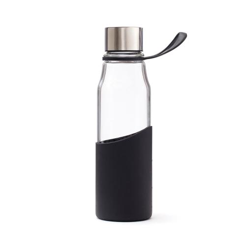 Бутылка для воды VINGA Lean из боросиликатного стекла, 550 мл - черный;