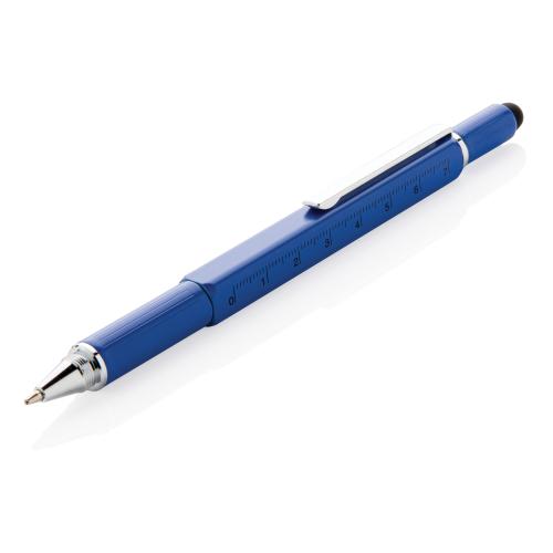 Многофункциональная ручка 5 в 1, синяя - синий;