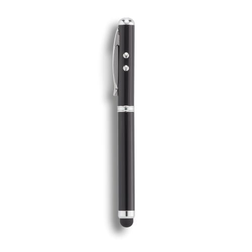 Ручка-стилус с фонариком и лазерной указкой 4 в 1, черный - черный