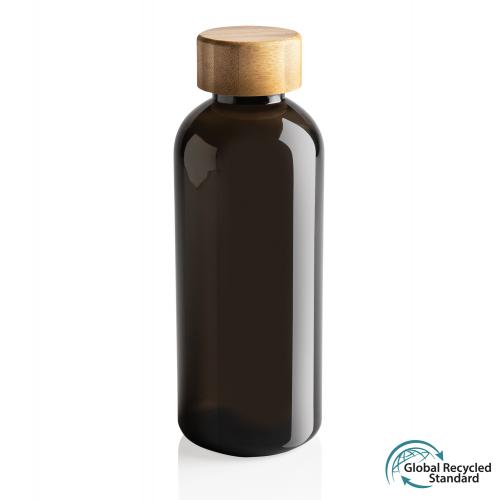 Бутылка для воды из rPET (стандарт GRS) с крышкой из бамбука FSC® - черный;