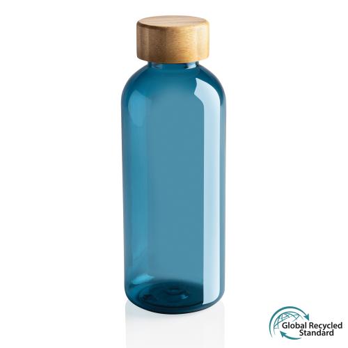 Бутылка для воды из rPET (стандарт GRS) с крышкой из бамбука FSC® - синий;