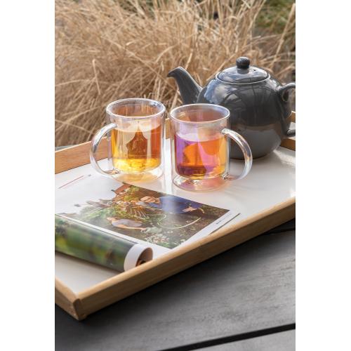 Стеклянная кружка с двойными стенками и перламутровым эффектом; - купить подарки с логотипом в Воронеже