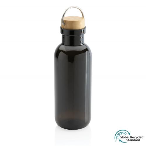 Бутылка для воды из rPET GRS с крышкой из бамбука FSC, 680 мл - черный;