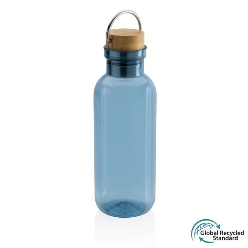 Бутылка для воды из rPET GRS с крышкой из бамбука FSC, 680 мл - синий;