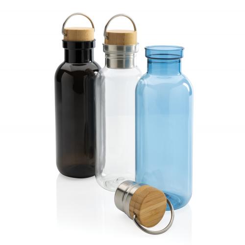 Бутылка для воды из rPET GRS с крышкой из бамбука FSC; - купить подарки с логотипом в Воронеже