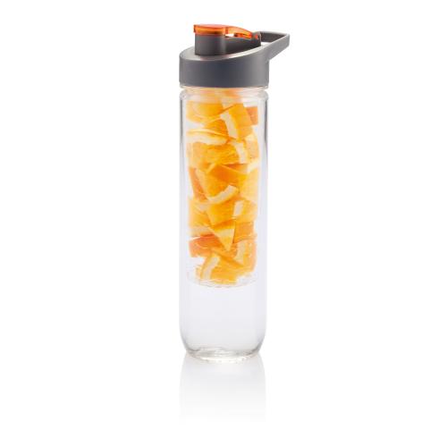 Бутылка для воды Tritan с контейнером для фруктов, 800 мл - оранжевый;