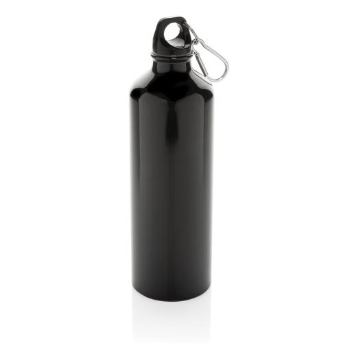 Алюминиевая бутылка для воды XL с карабином - черный; черный