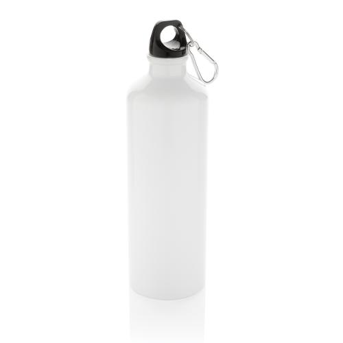 Алюминиевая бутылка для воды XL с карабином - белый; черный