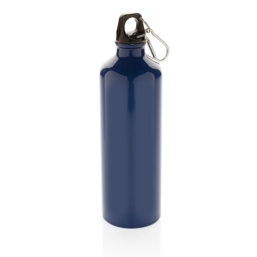 Алюминиевая бутылка для воды XL с карабином - синий; черный