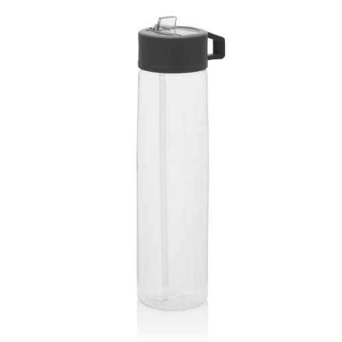 Бутылка для воды Tritan с трубочкой, 750 мл - прозрачный; серый