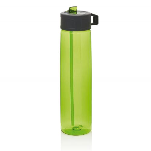 Бутылка для воды Tritan с трубочкой, 750 мл - зеленый; серый