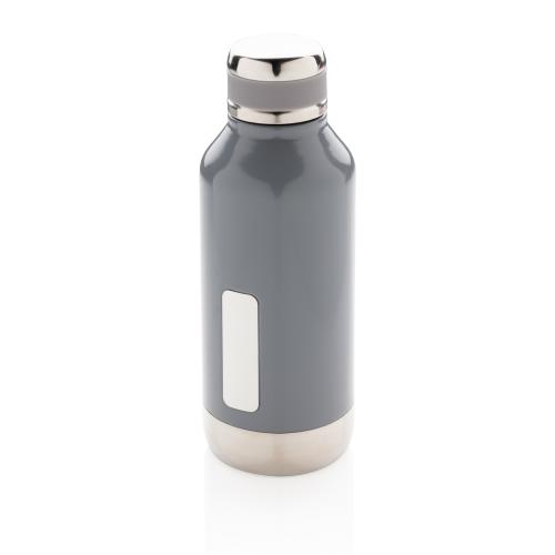 Герметичная вакуумная бутылка с шильдиком - серый;