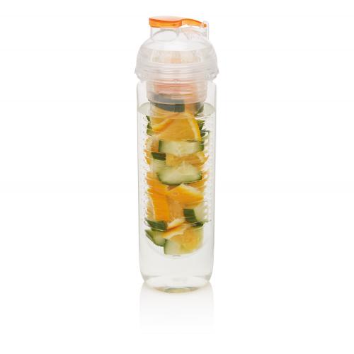 Бутылка для воды с контейнером для фруктов, 500 мл - оранжевый;