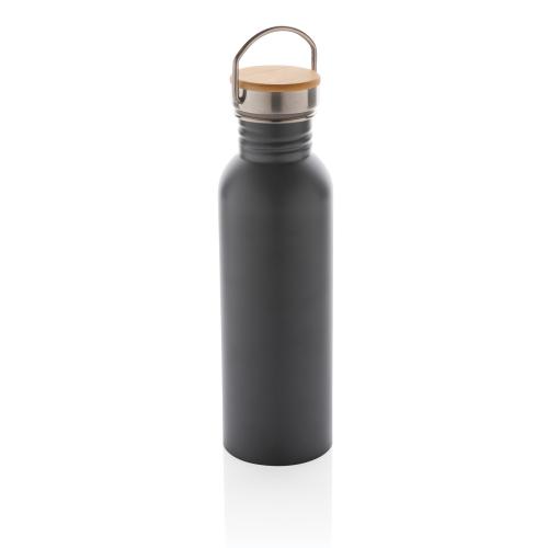 Бутылка из нержавеющей стали с бамбуковой крышкой Modern - серый;