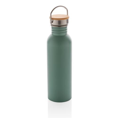 Бутылка из нержавеющей стали с бамбуковой крышкой Modern - зеленый;